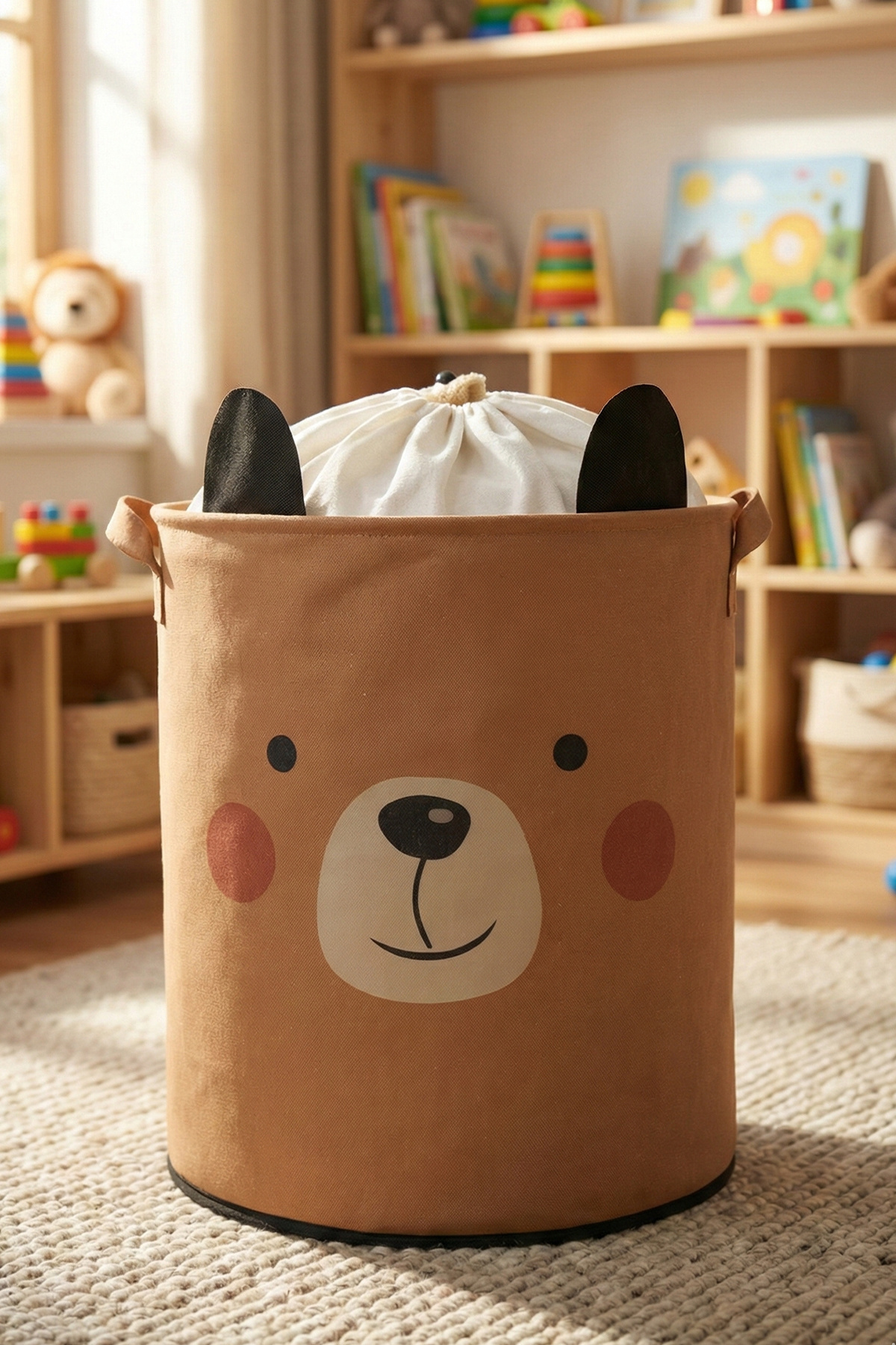 Bear Design Mesh Baby Kids Room Organizer Storage Box Toy Dirty Basket 32x40