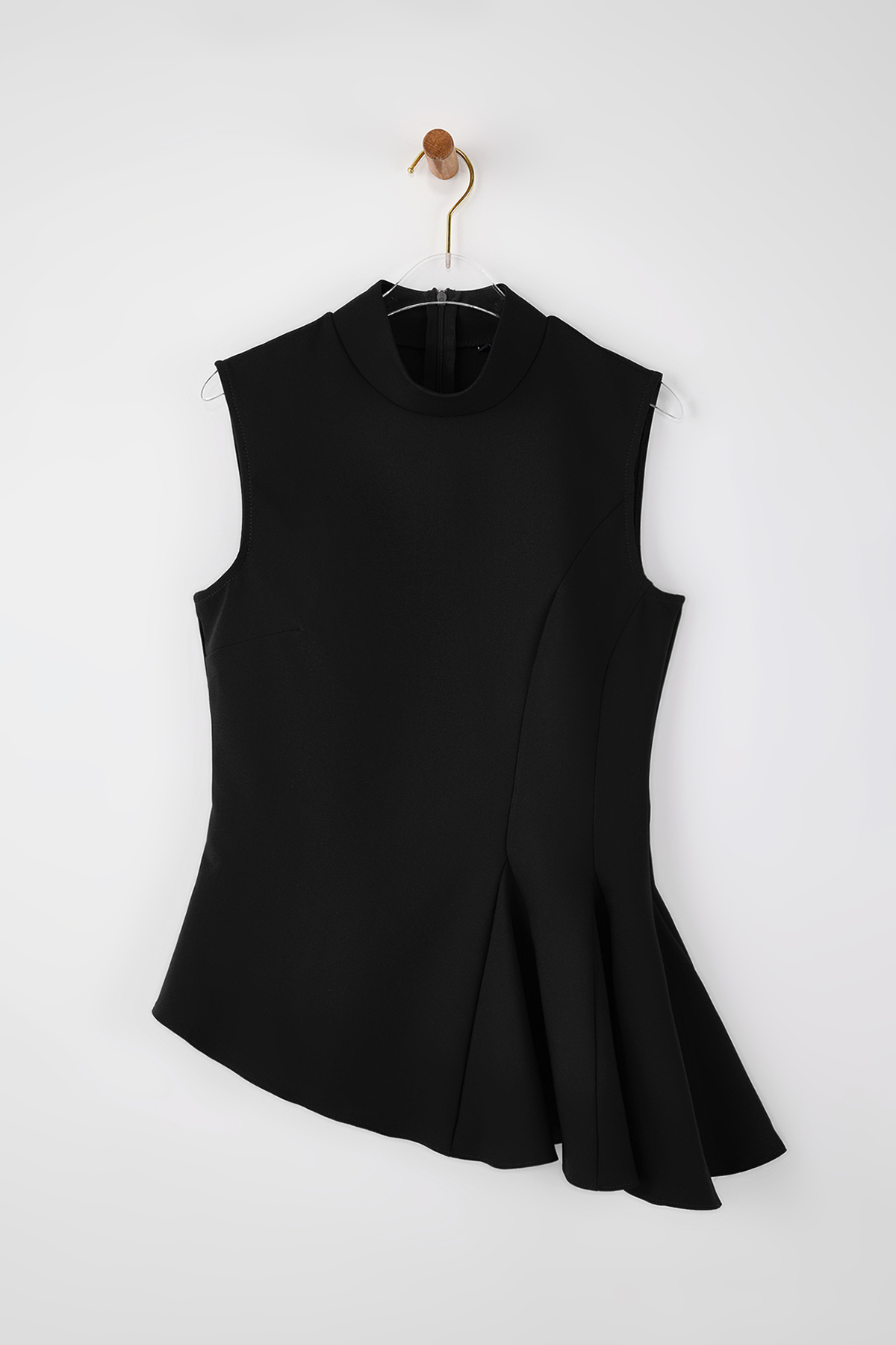 Trendyolmilla  Siyah Asimetrik Godeli Dik Yaka Dokuma Bluz TWOSS26BZ00085 - Görsel 5