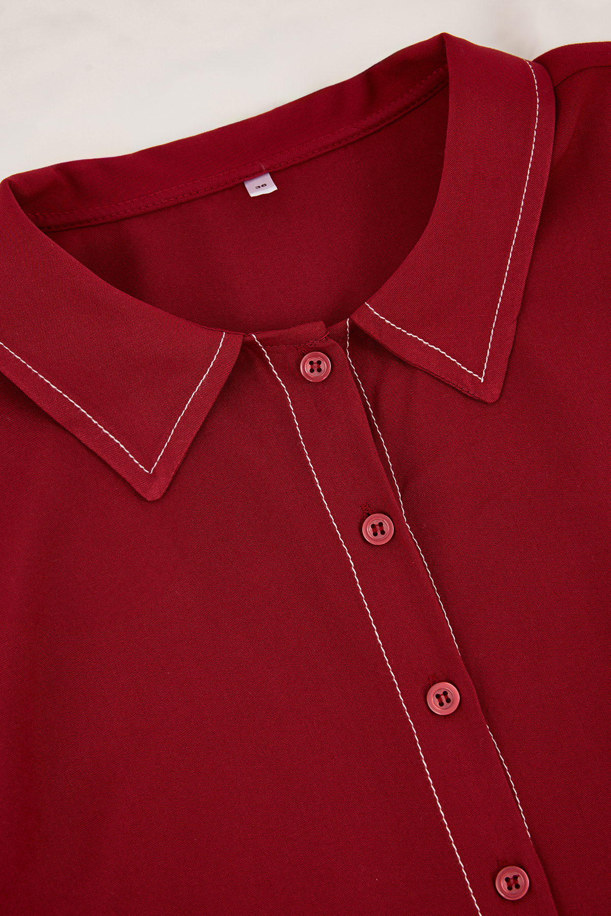 Trendyolmilla  Bordo Dikiş Detaylı Rahat Kalıp Viskon Dokuma Pijama Takımı THMSS26PT00003 - Görsel 8