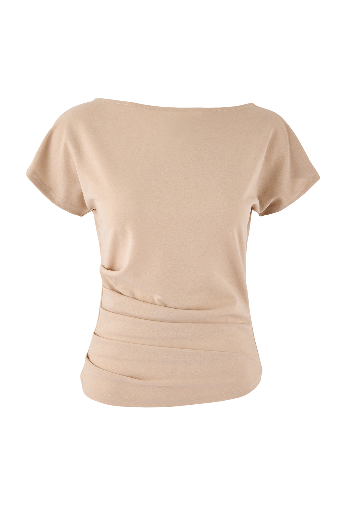 بلوزة محبوكة من قماش السكوبا بأكمام قصيرة وياقة قا...