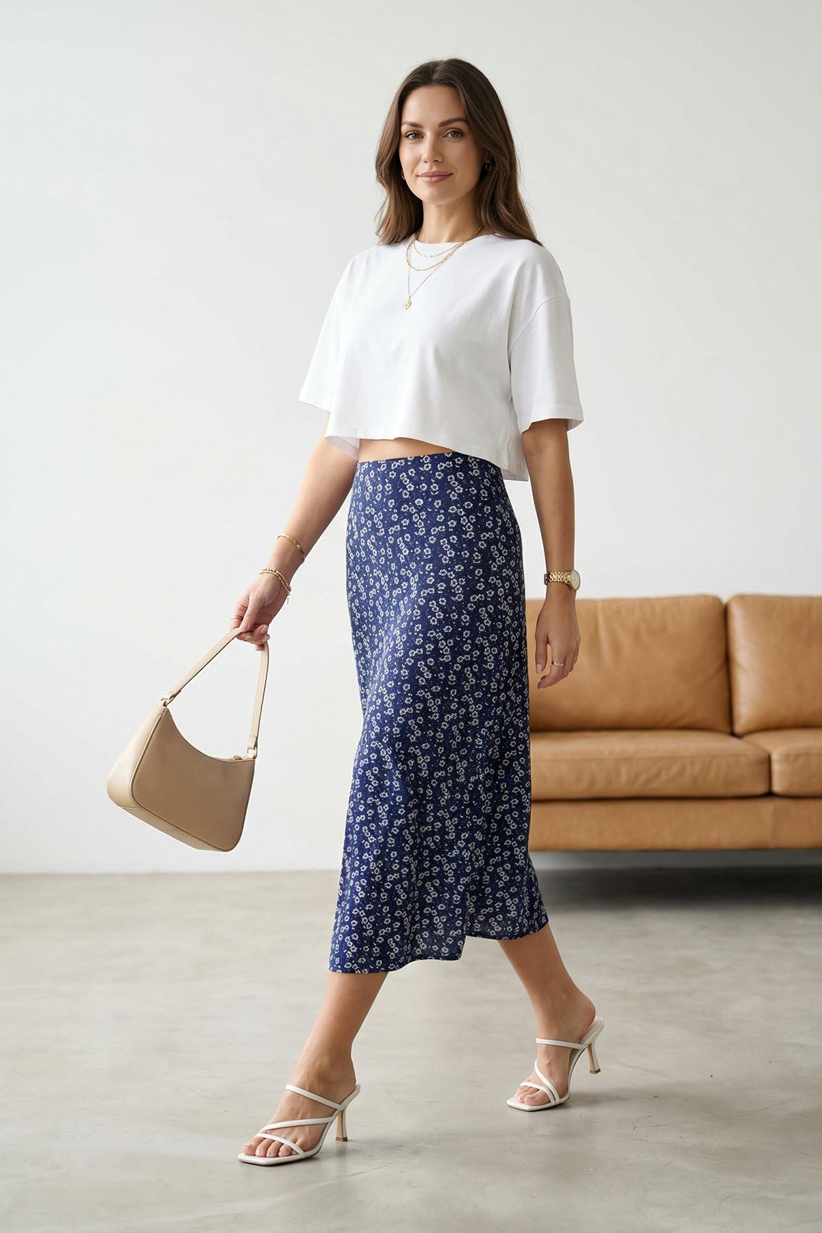 Trendyol Collection Bardziej zrównoważona spódnica midi z tkaniny wiskozowej ...