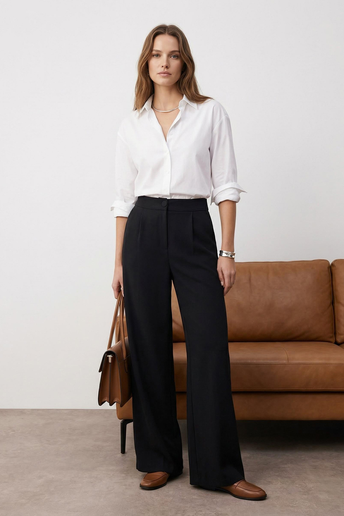 Trendyol Collection Wide Leg Pleated Black Fabric Trousers - Twoss21Pl0189