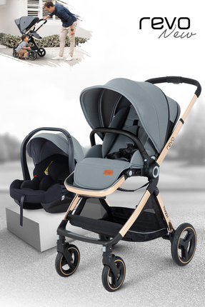 Huggy Revo 5 In 1 Çift Yönlü Travel Sistem Bebek Arabası Gri