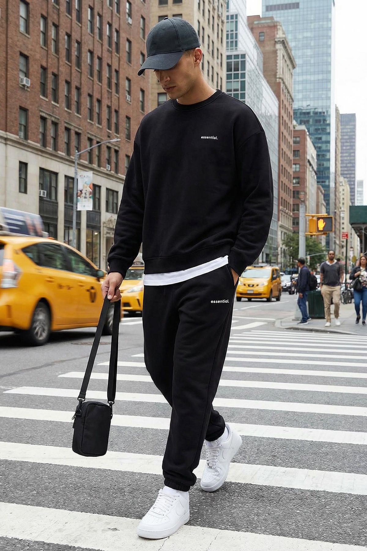 Trendyol Collection Černá teplá mikina s textem obyčejného střihu Teplá mikin...