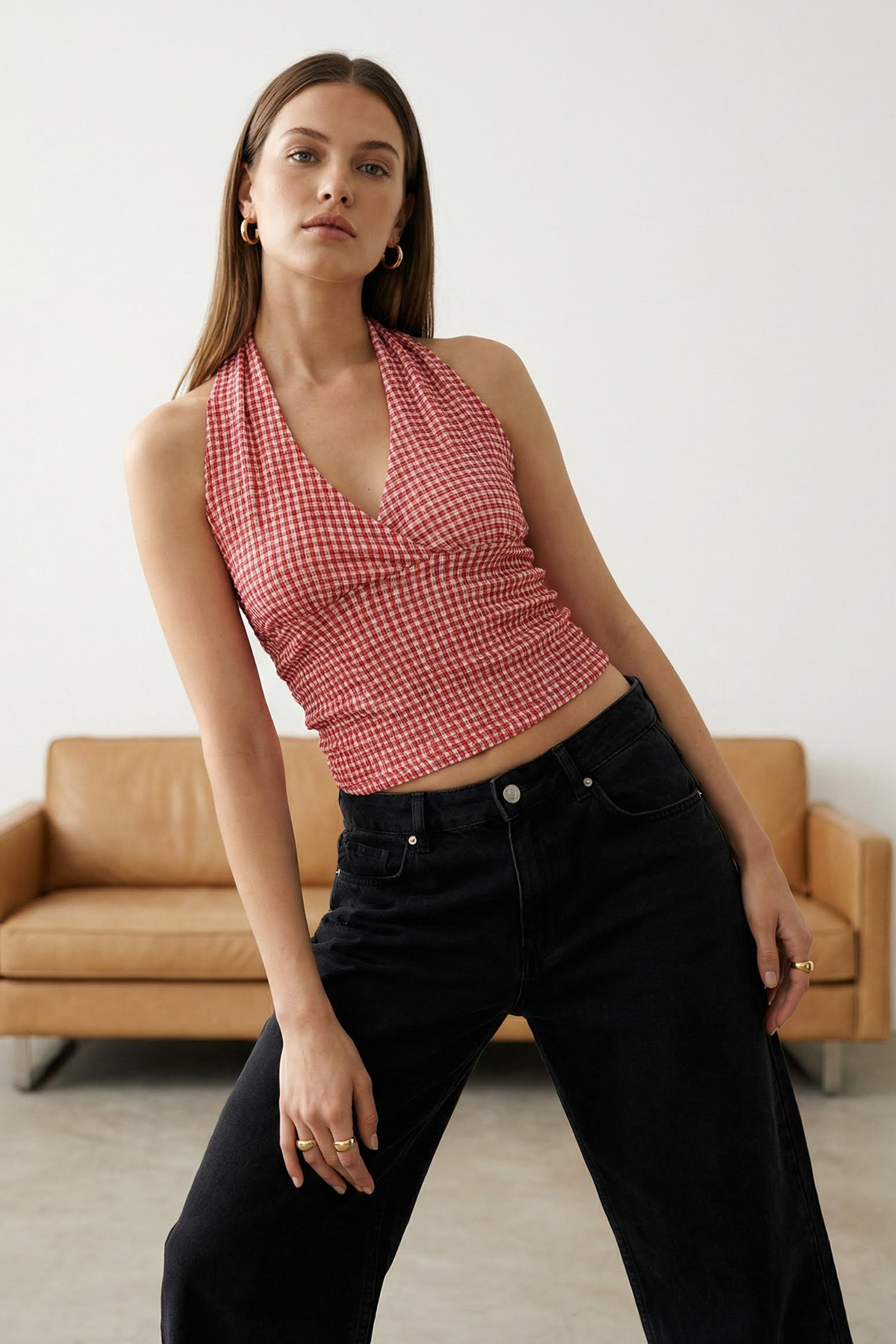 Trendyolmilla  Kırmızı Pöti Kare Boyundan Bağlamalı Fitted Esnek Örme Bluz TWOSS25BZ00565