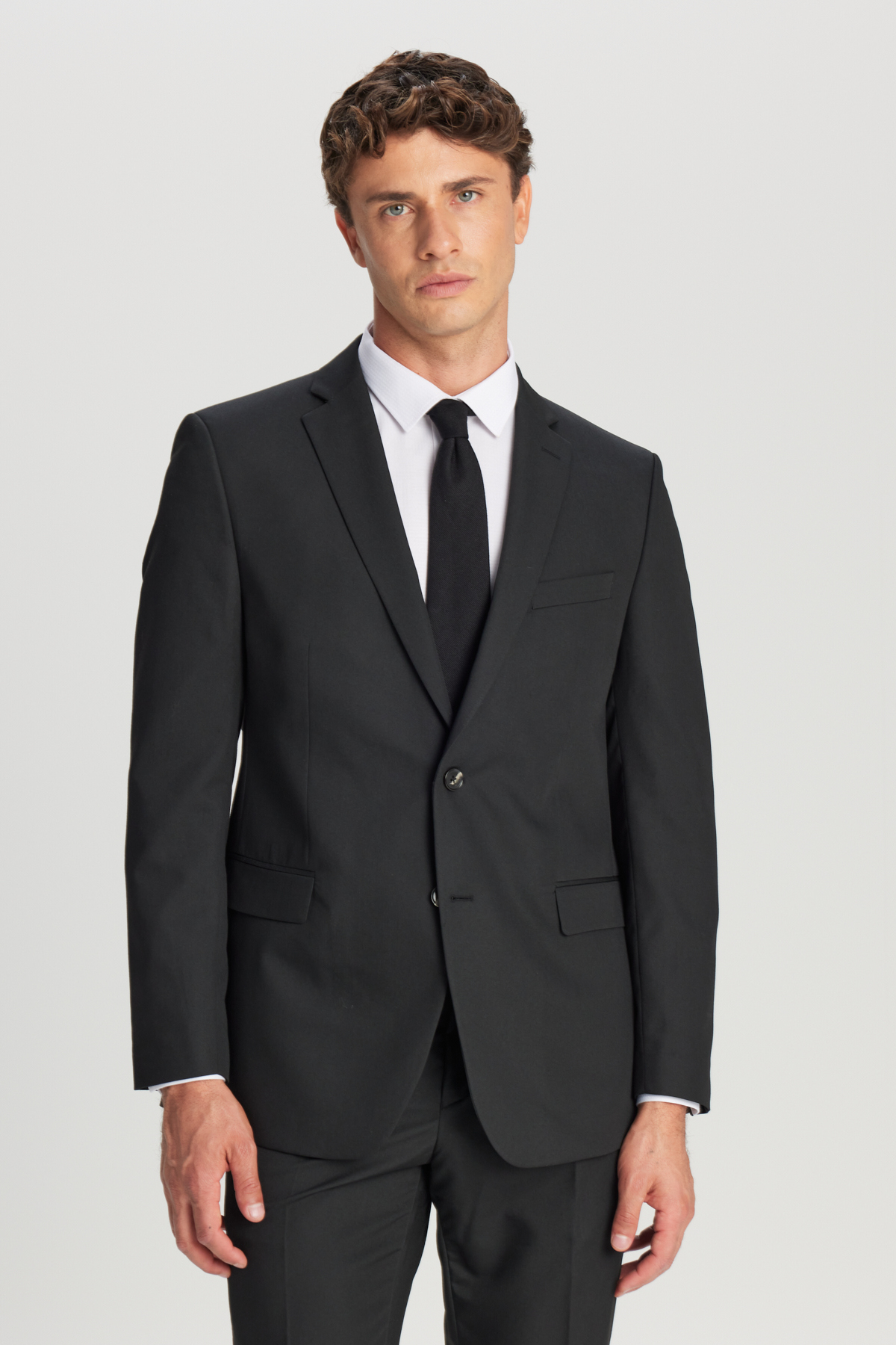 Altınyıldız Classics  Erkek Siyah Slim Fit Dar Kesim Mono Yaka Takım Elbise - Görsel 3