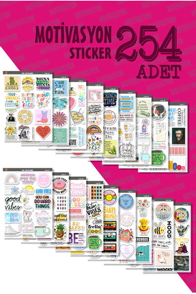 AR Sticker -Pozitif Enerji ve Motivasyon Sticker Seti 254 Adet – Moral ve İlh...