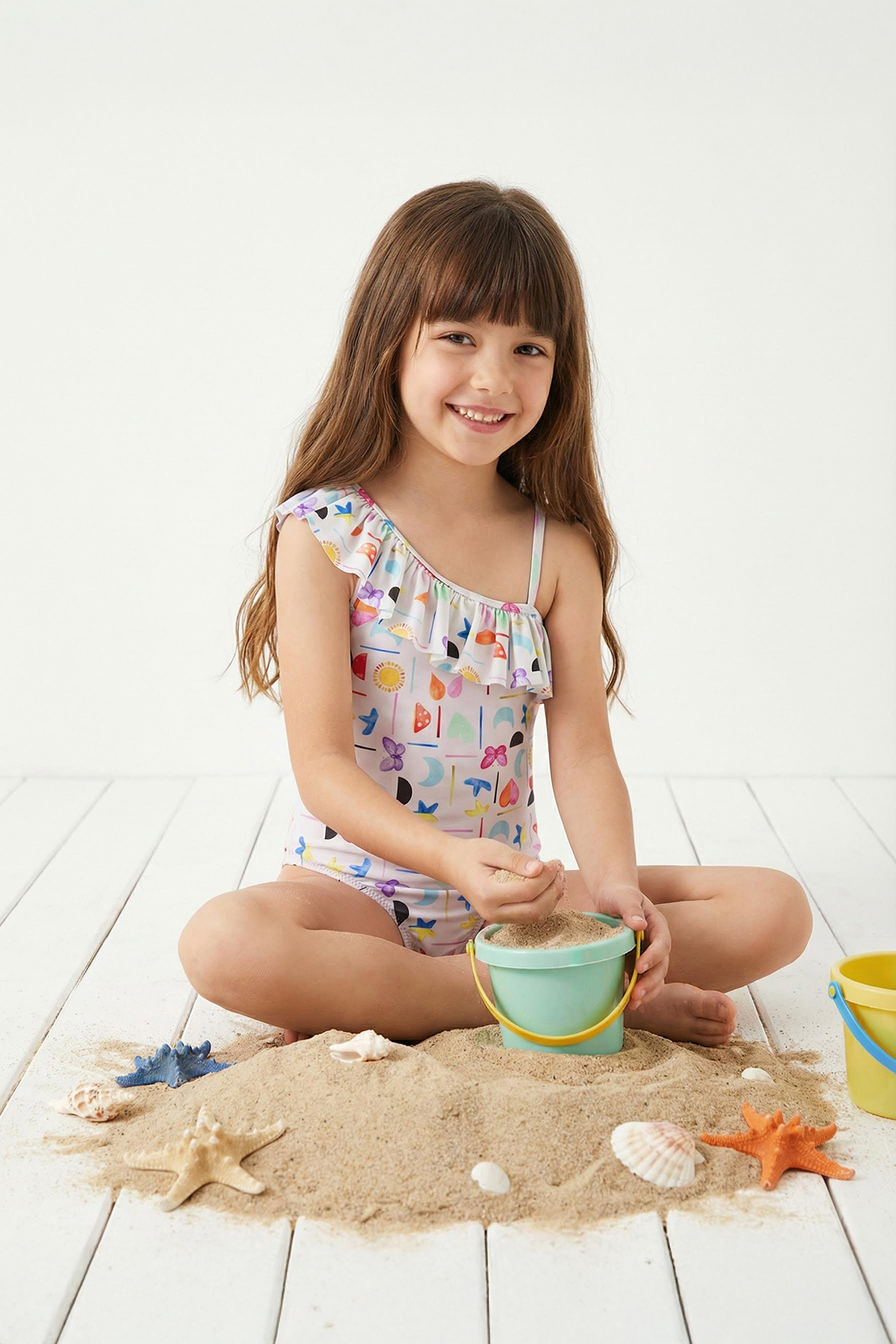 Trendyolmilla Kids Çok Renkli Fırfırlı Askılı Kız Çocuk Mayo TKDSS25MA00000