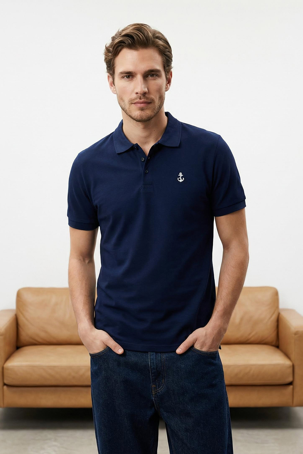 Trendyol Collection Granatowy Regular/Normalny krój 100% bawełna Haftowana ko...