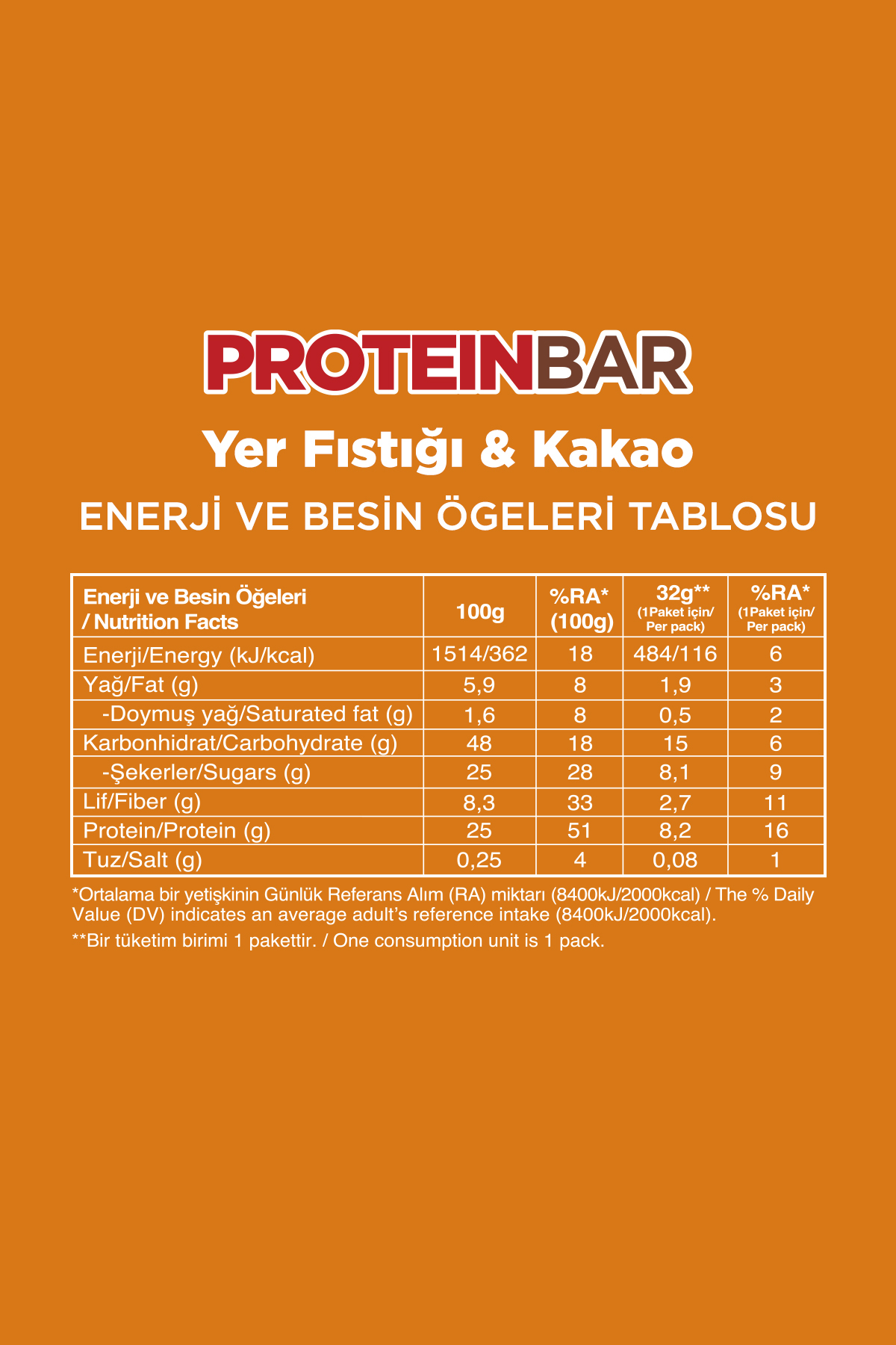 Protein Bar - Yer Fıstıklı ve Kakaolu (32 g) x 12 Adet 6