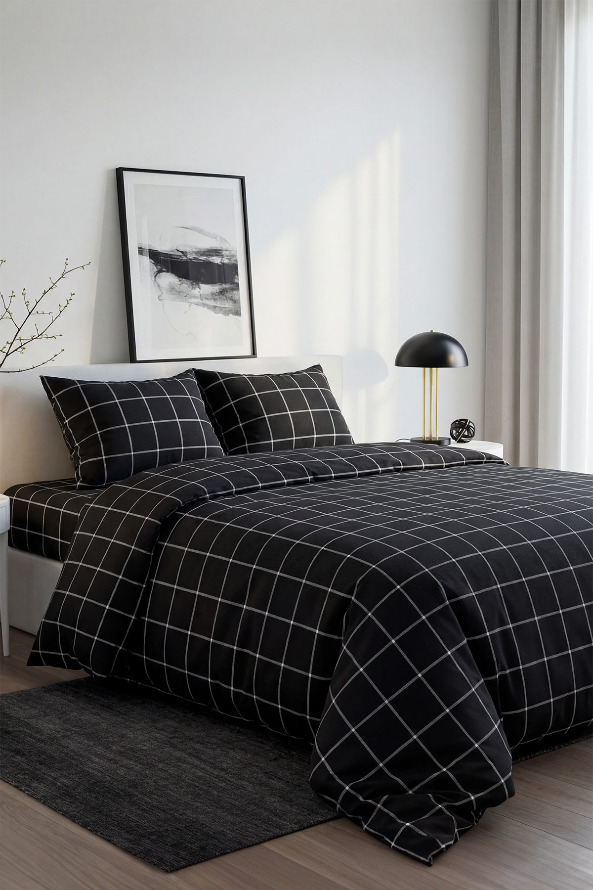 TRENDYOLMİLLA HOME Schwarzes, leicht bügelbares Bettbezug-Set für Doppelbette...