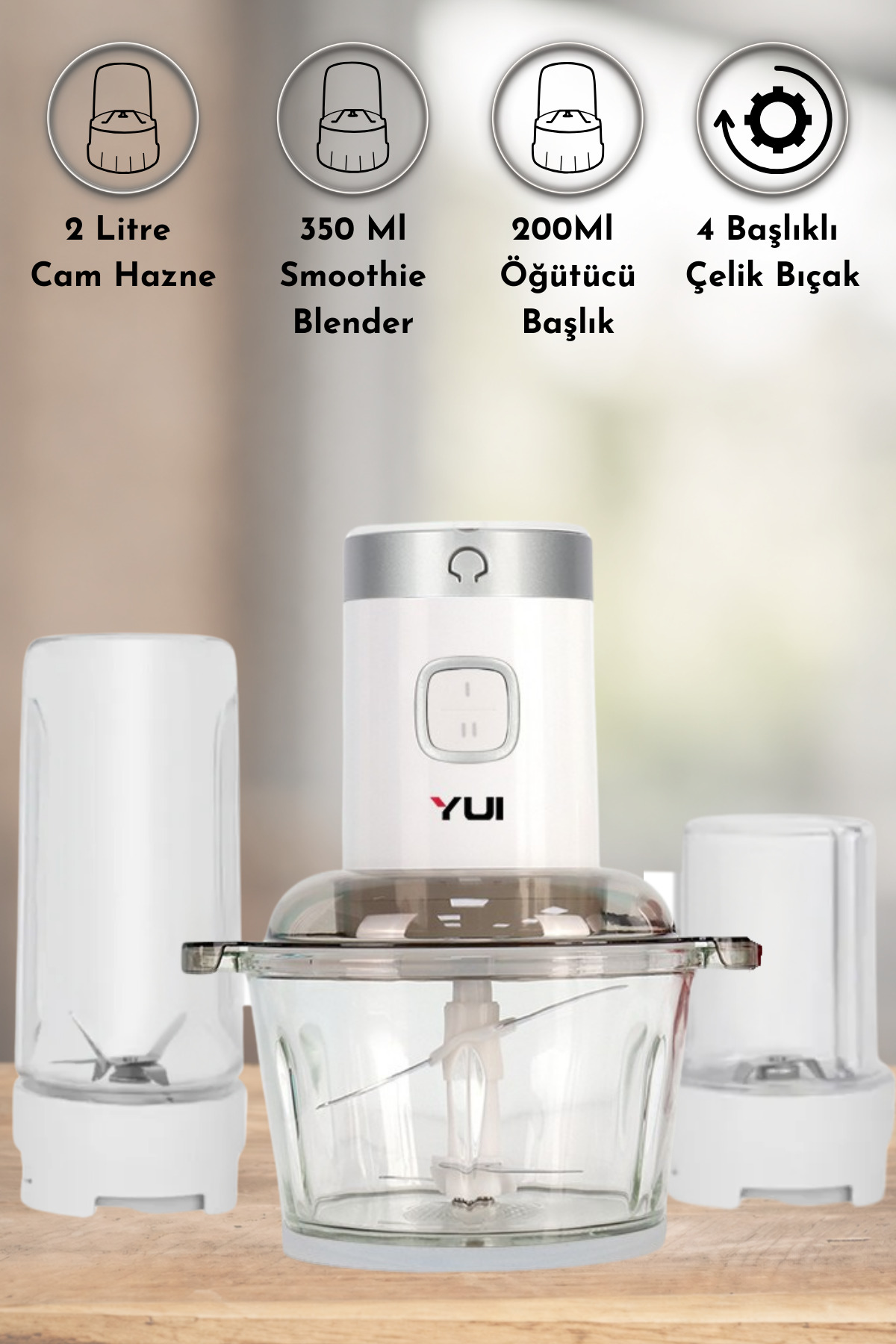 M2001 3-in-1 2 Litre Chopper Glass Hopper- Personal Smoothie Blender-Grinder
