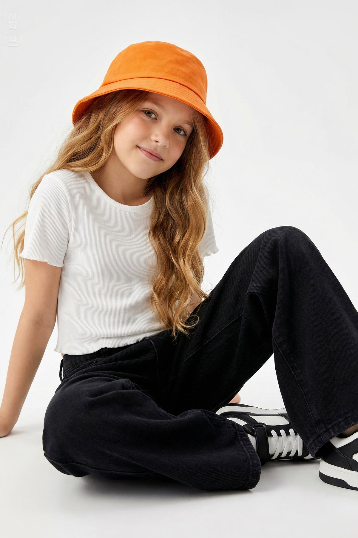 Trendyolmilla Kids Ekru Kız Çocuk Pamuklu Basic Regular Kalıp Fitilli Kısa Kol Örme T-Shirt TKDSS25TS00020