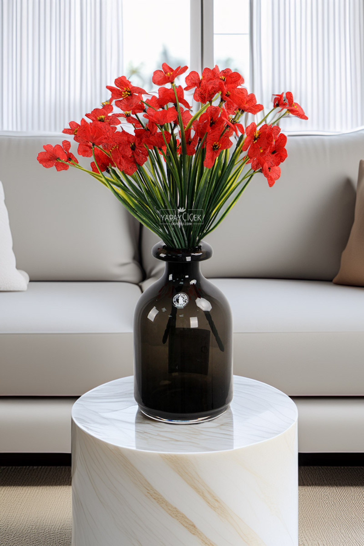 Artificial Flower 18 Pieces Sienna Flower Bundle 30 cm Red