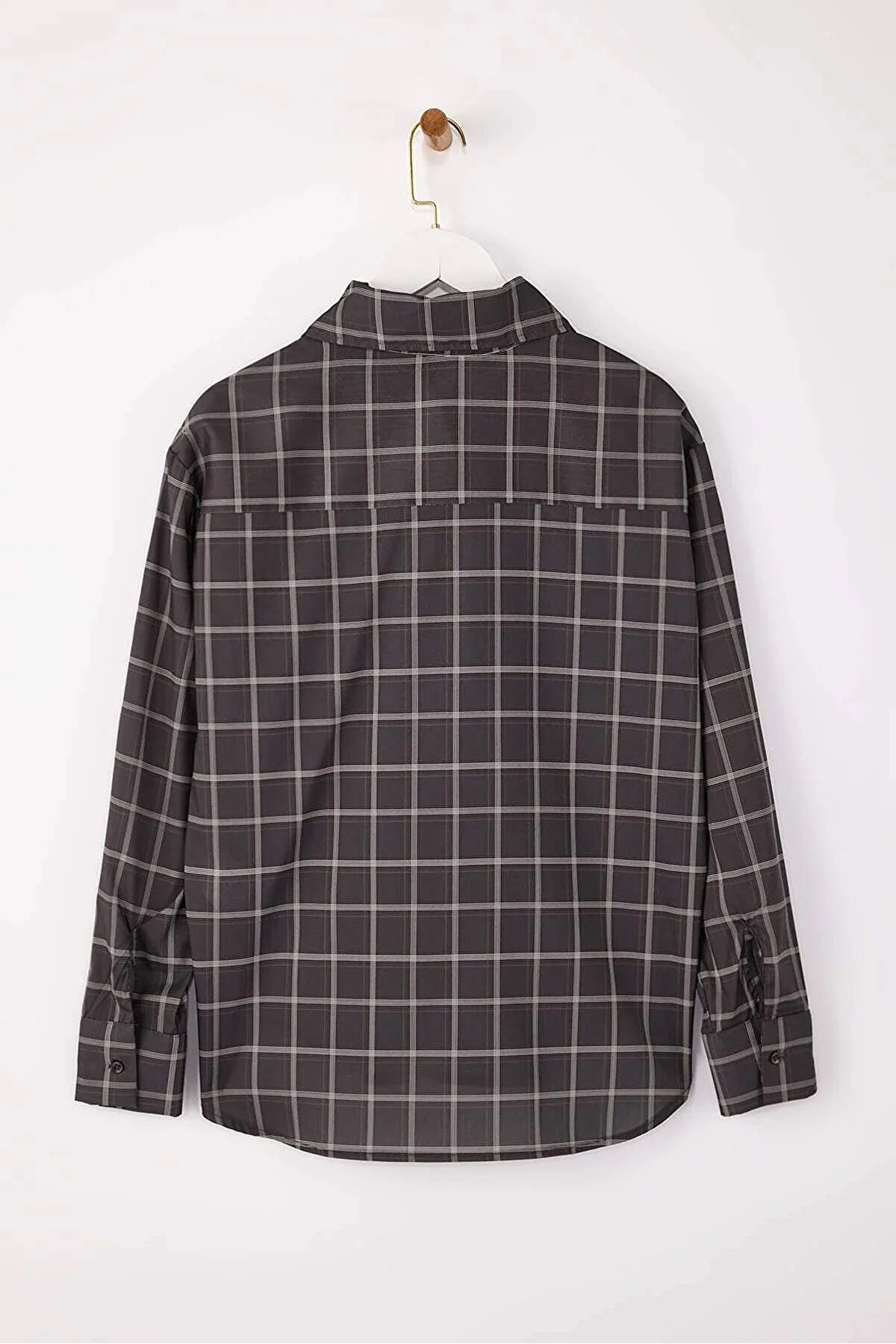 Trendyolmilla  Çok Renkli-Kahverengi Ekose Fular Detaylı Oversize/Geniş Kalıp Gömlek TWOSS26GO00009 - Görsel 6