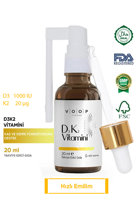 VOOP Vitamin D3K2 Sprey-Damla 20 ml