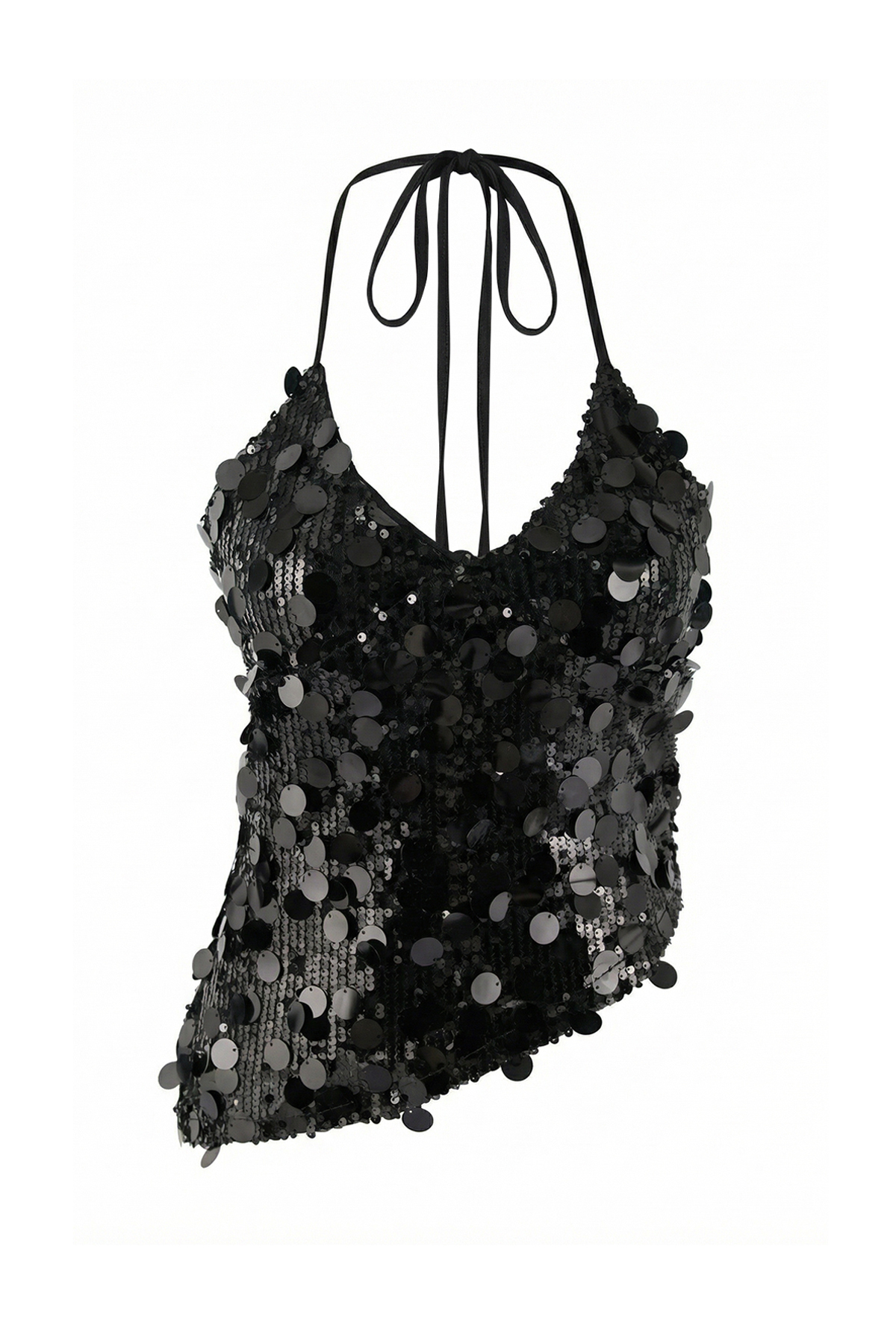 Trendyolmilla  Siyah Payetli Askılı Asimetrik Kesim Bluz TPRSS26BZ00017 - Görsel 5