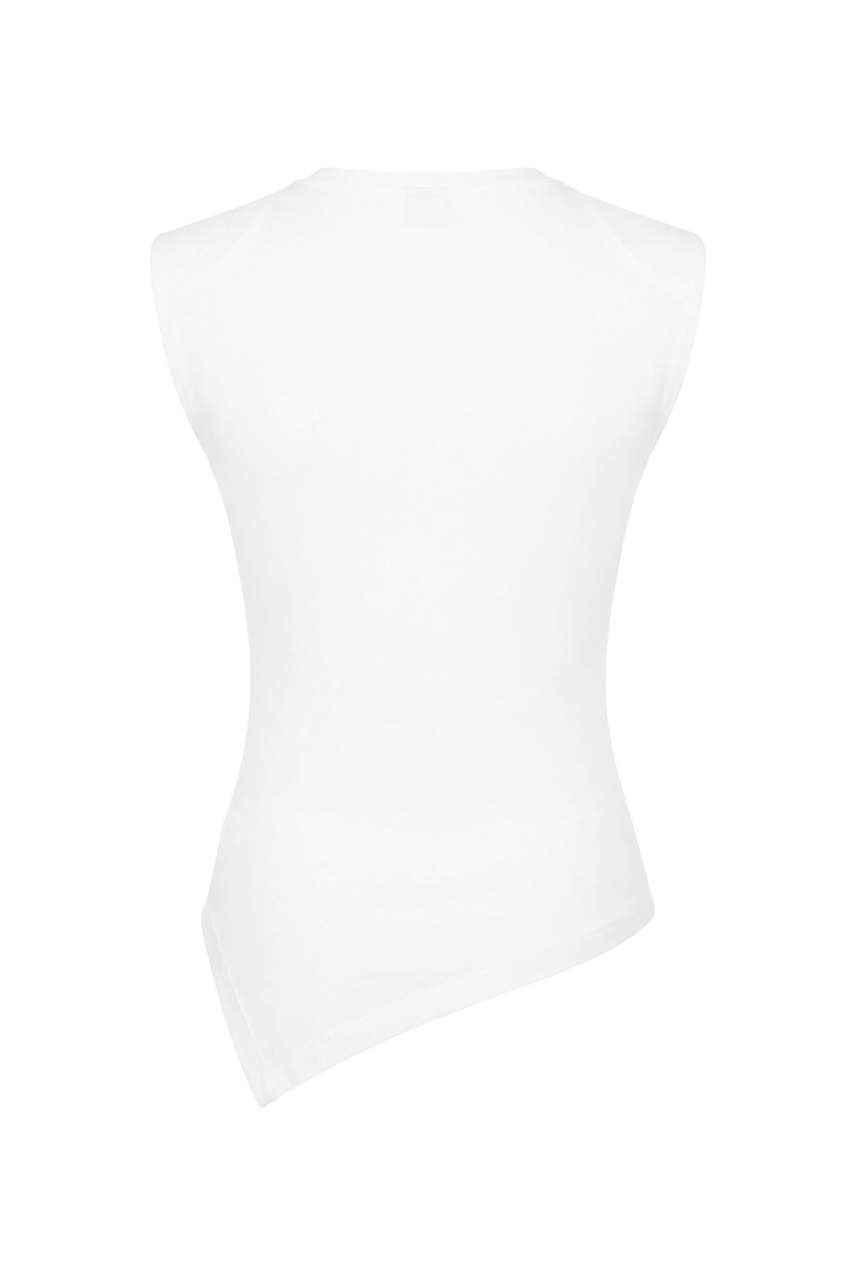 Trendyolmilla  Ekru Fitted/Vücuda Oturan Kolsuz Asimetrik Pamuklu Esnek Örme Bluz TWOSS26BZ00081 - Görsel 7