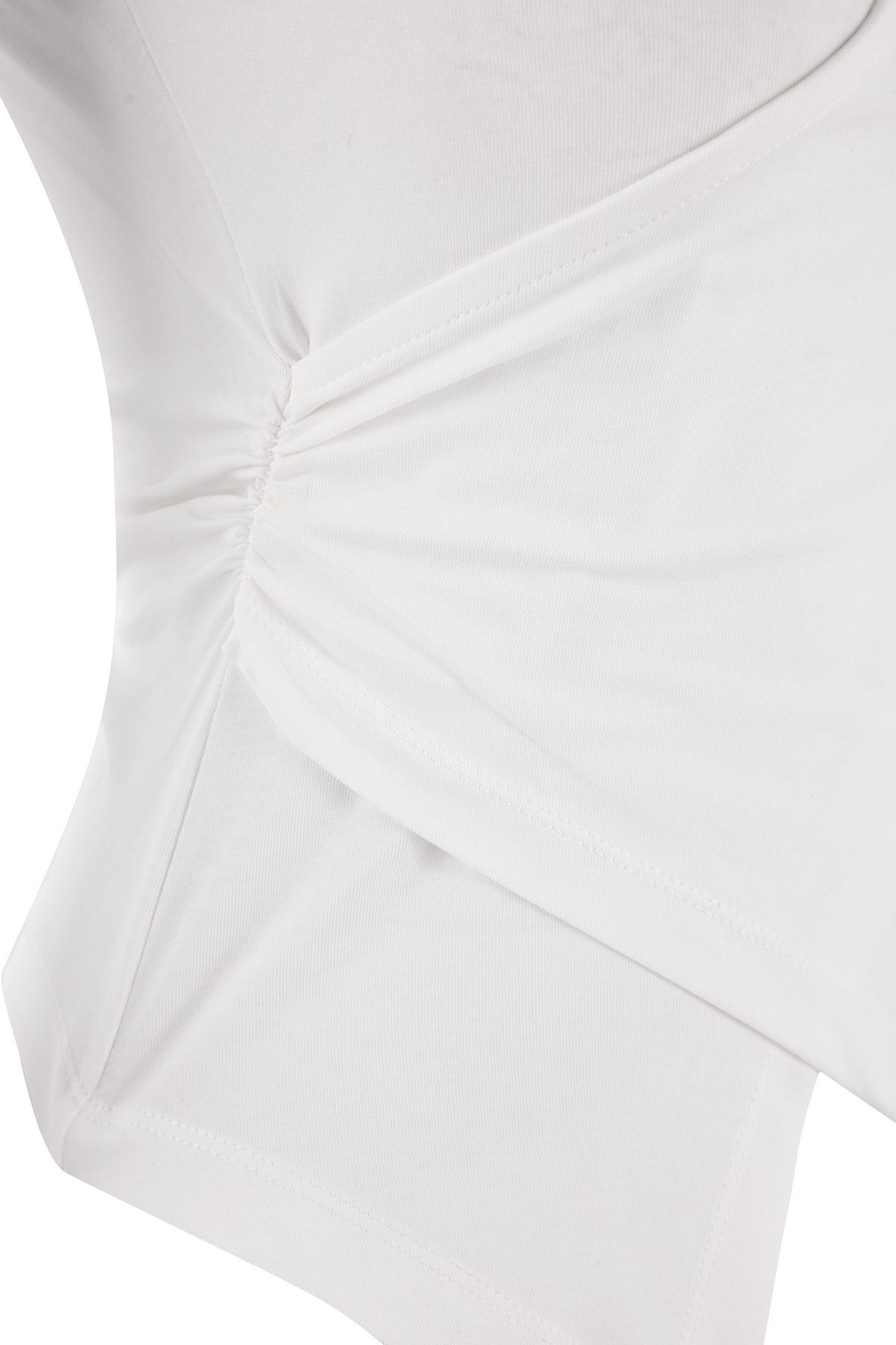 Trendyolmilla  Ekru Fitted/Vücuda Oturan Kolsuz Asimetrik Pamuklu Esnek Örme Bluz TWOSS26BZ00081 - Görsel 6