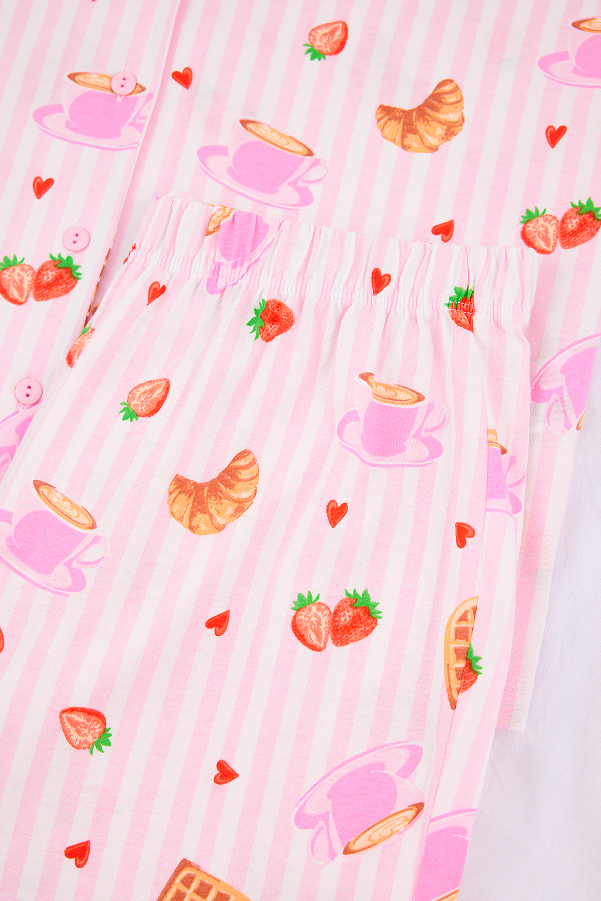 Trendyolmilla  Pembe-Çok Renkli %100 Pamuklu Eğlence Desenli Örme Pijama Takımı THMSS26PT00008 - Görsel 6