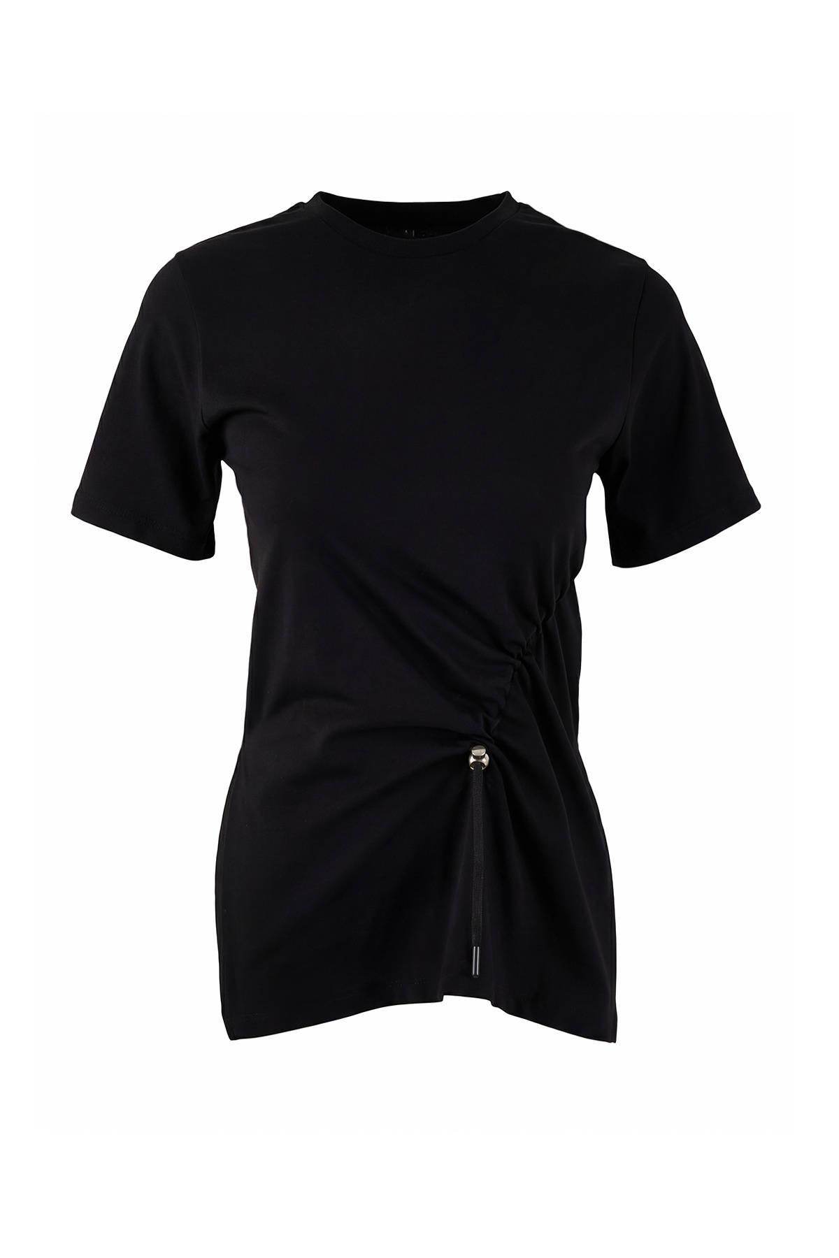 Trendyolmilla  Siyah Regular/Normal Kalıp Kısa Kollu %100 Pamuk Büzgü Detaylı Örme Bluz TWOSS26BZ00009 - Görsel 5