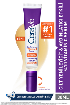 CeraVe Skin Renewing Cilt Yenileyici & Aydınlatıcı Etkili C Vitamini Yüz Seru...