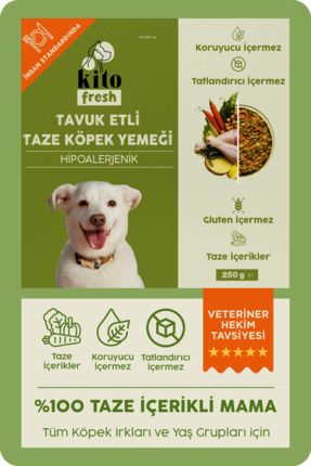 kito Fresh Tavuk Etli Köpek Yemeği %100 Taze İçerikli Mama 250 gr