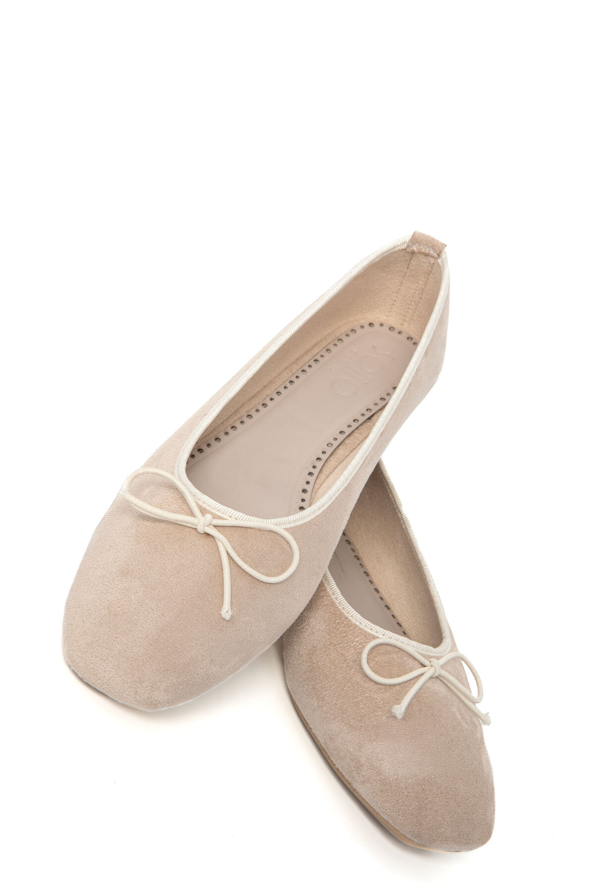 Beige Suede Women's Flat Shoes 21268