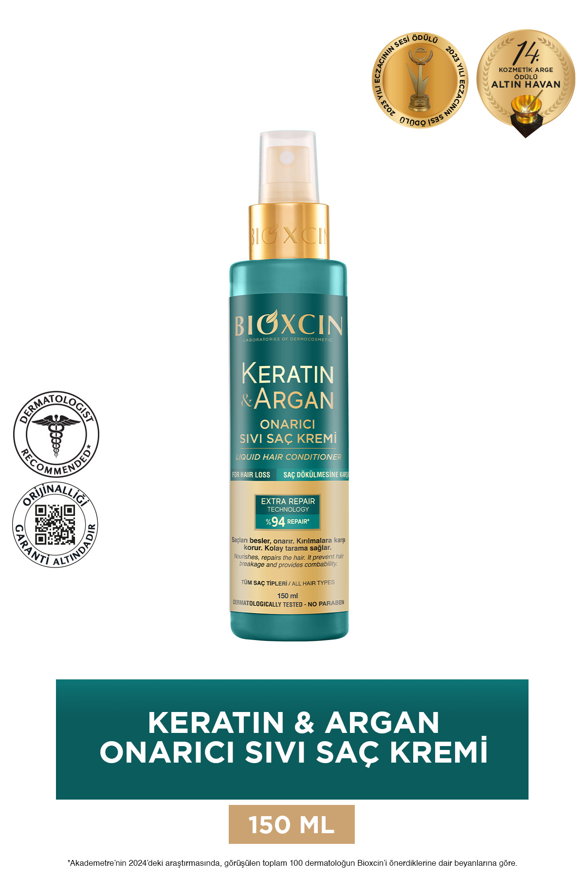 Bioxcin Keratin & Argan Onarıcı Sıvı Saç Bakım Kremi 150 ml - Yıpranmış Ve Hassas Saçlar - Fiyatı, Yorumları