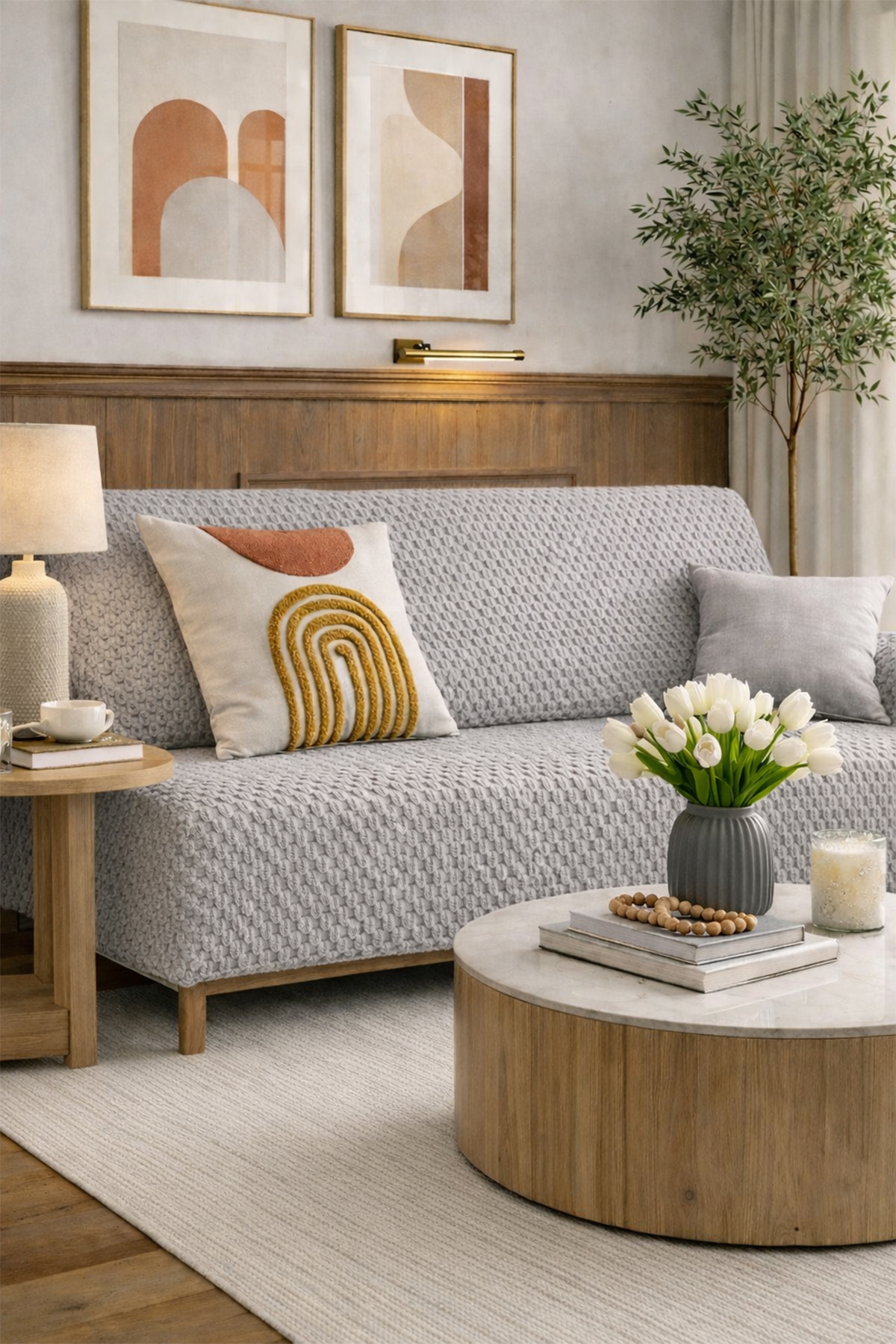 Sofa Cover Plush Non-Slip Base Seat Cover 170x215 Cm Grey