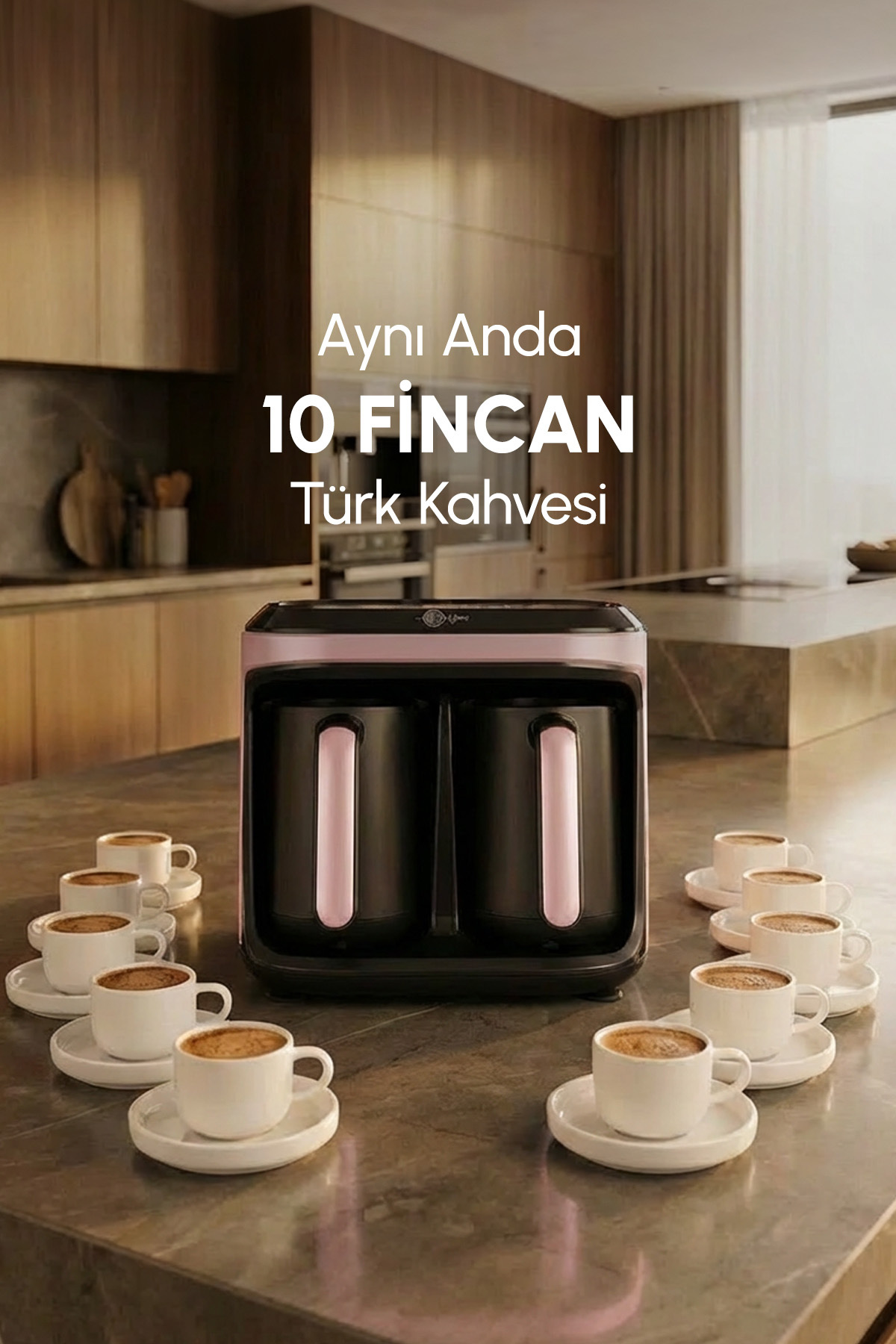 Hatır Hüp Duet Aroma Double Turkish Coffee Maker Rosegold 10 Cups Capacity