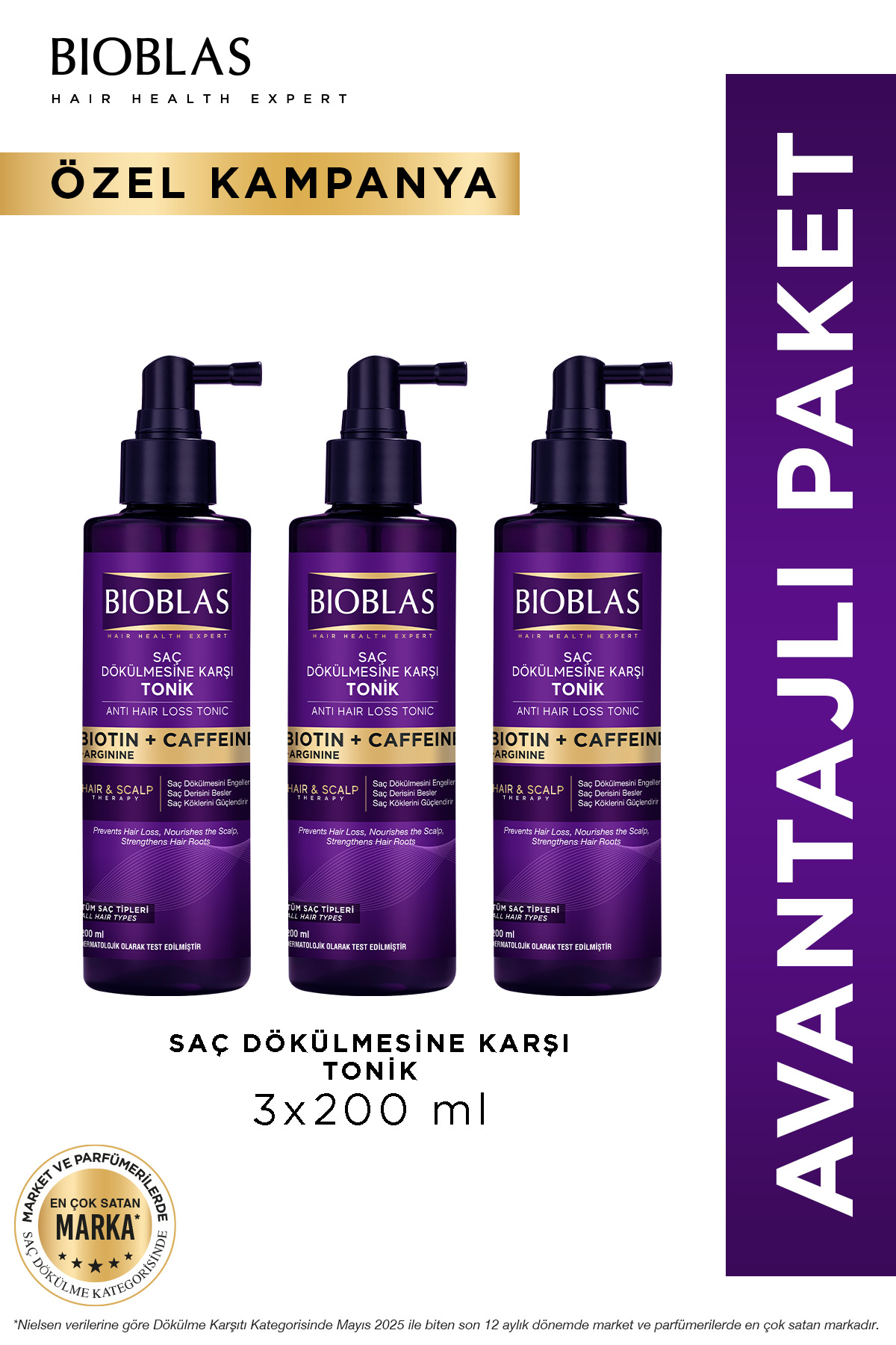 Bioblas Biotin & Kafein Saç Dökülmesine Karşı Tonik 3 x 200 Ml — BioblasBundle19