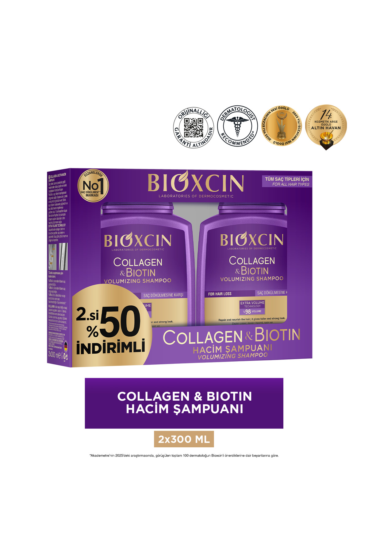 Bioxcin Collagen Ve Biotin Hacim Şampuanı 300 ml 2 Li Kolajen Biotin İnce Seyrek Saçlar Avantaj Paket — TYC9PGE6QN169519413709269