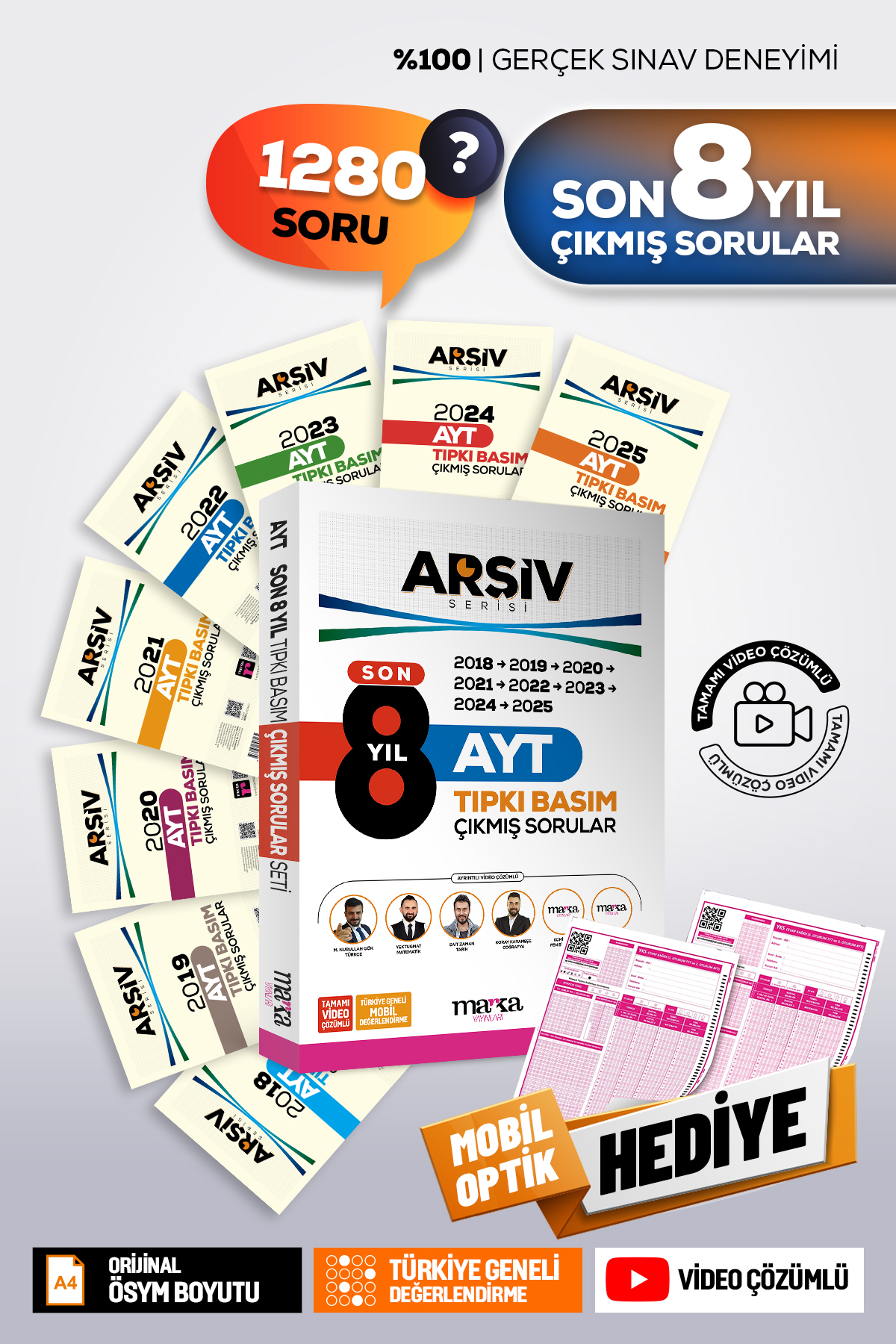 Marka Yayınları AYT Son 8 Yıl Tıpkı Basım Çıkmış Sorular | Ösym Boyut | Tamamı Video Çözümlü | Arşiv Serisi - Fiyatı, Yorumları