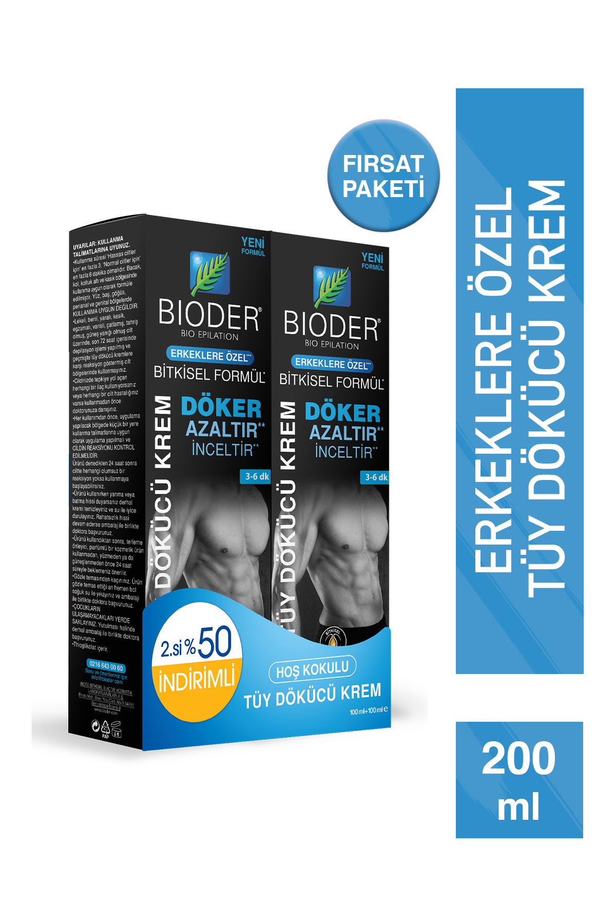 Bioder Tüy Dökücü Krem 2x100 ml Men – Erkeklere Özel Güçlü Etki - Fiyatı, Yorumları