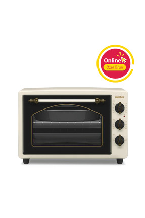 Simfer 3495 Retro Bej 34 LT Statik Mini/Midi Fırın - 4 Fonksiyon, Programlana...