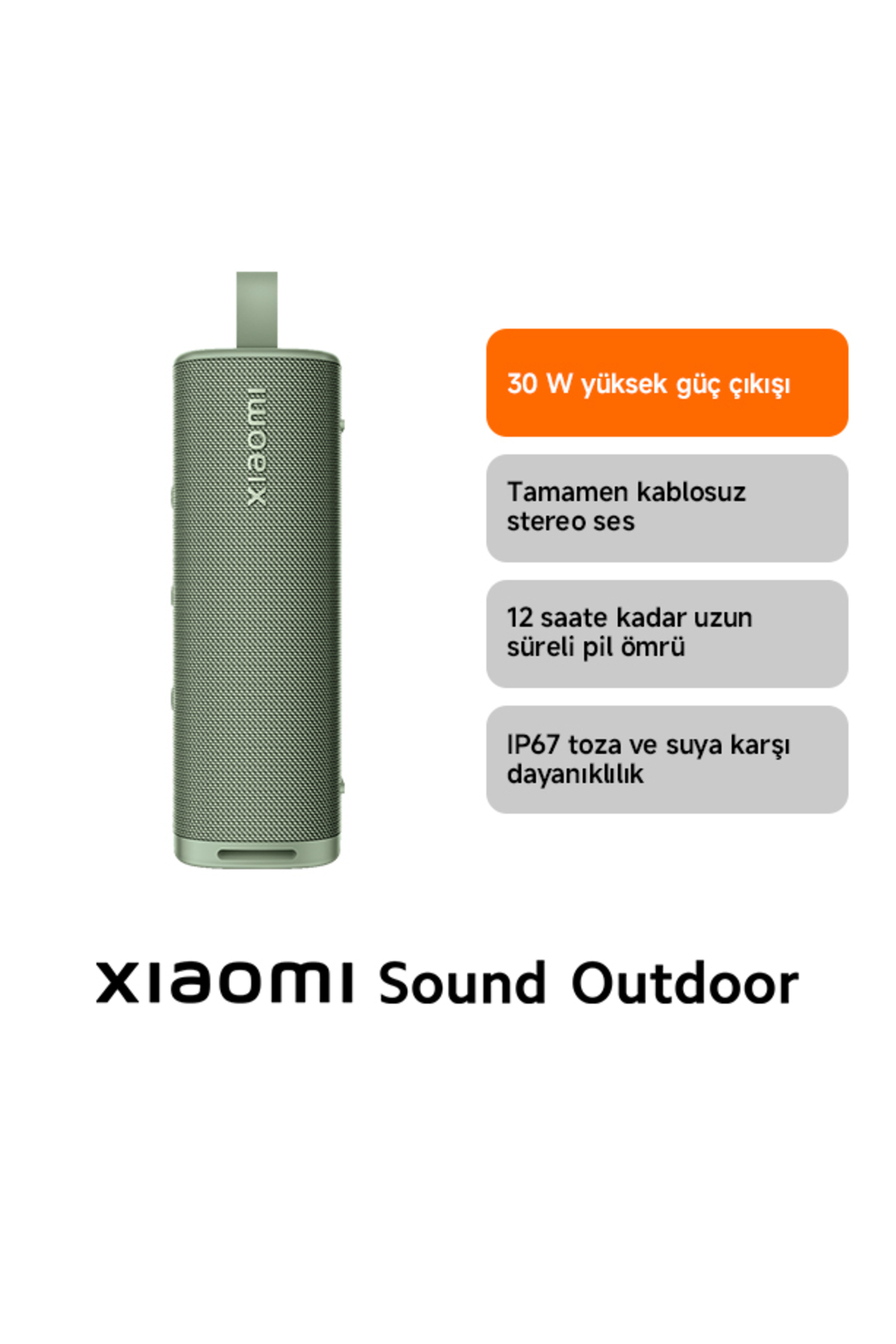 Sound Outdoor 30W IP67 Portable Bluetooth Speaker Green (Xiaomi Turkey Guaranteed)