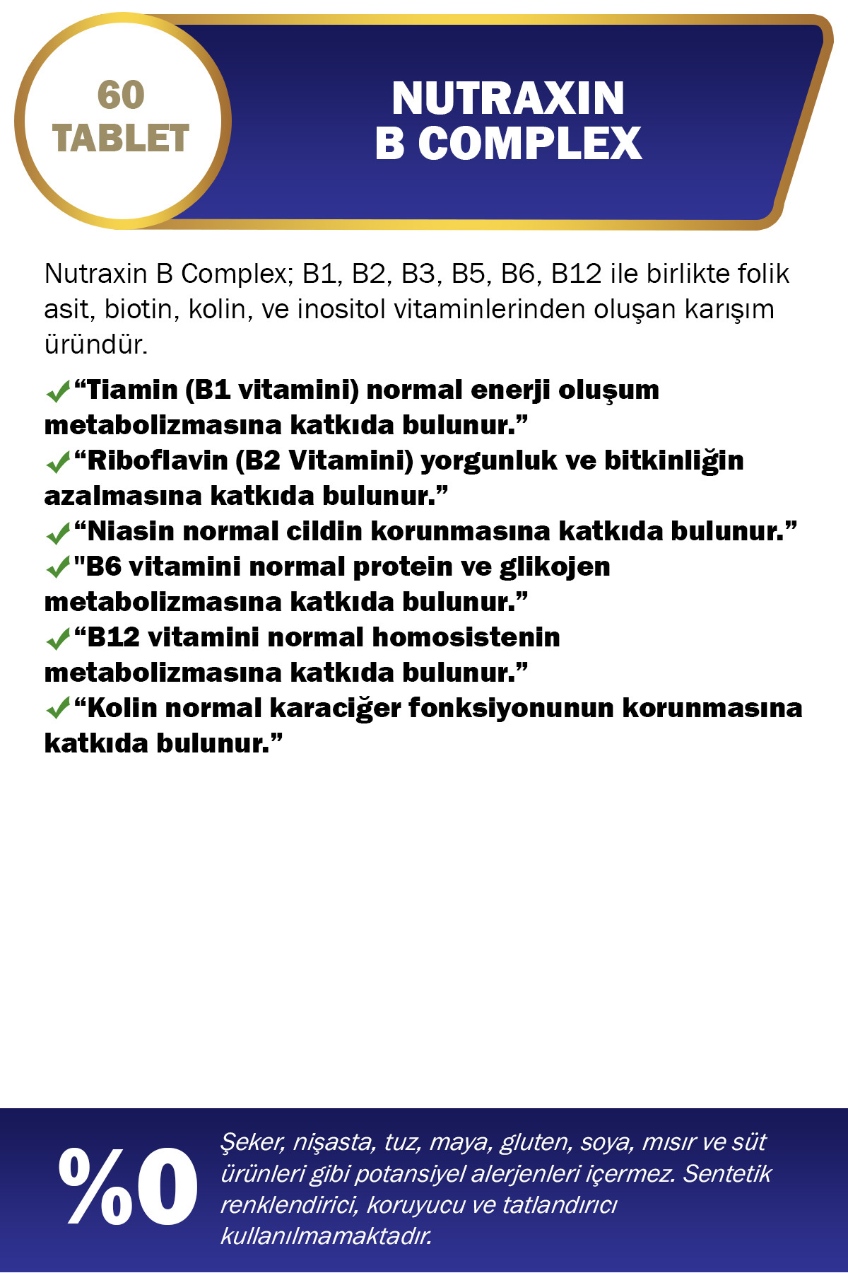 ویتامین Nutraxin B کمپلکس 60 قرص | فرمول قدرتمند حاوی 10 ویتامین B اورجینال - تصویر 3