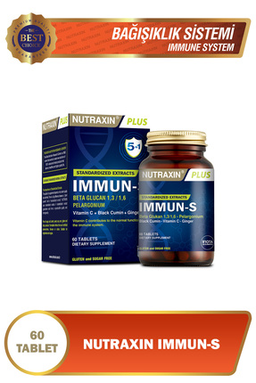 Nutraxin Immun-S 60 Tablet | Beta-Glukan + Afrika Sardunyası + Çörek Otu + Ze...