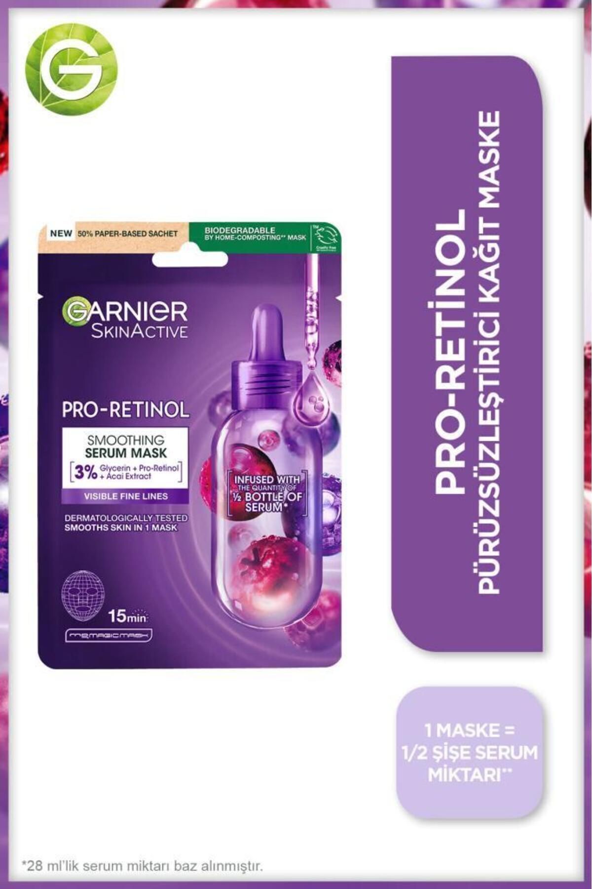 Garnier Pro-Retinol Pürüzsüzleştirici Kağıt Maske — 3600542545259