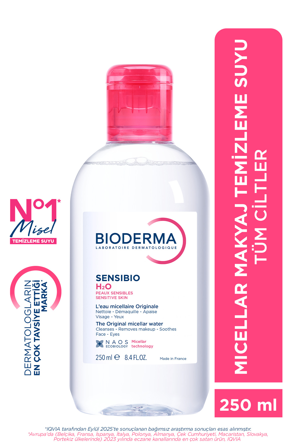 Bioderma Sensibio H2O Hassas ve Normal Ciltler için Micellar Arındırıcı Makyaj Temizleme Suyu 250 ml