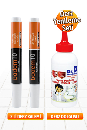 Badem10 (3'LÜ SET) Fayans Beyaz Derz Boyama Boyası Kalemi + Fayans Arası Hazı...
