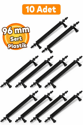 Badem10 (SERT PLASTİK) Polavit 96 Mm Siyah Mobilya Mutfak Çekmece Dolap Dolab...