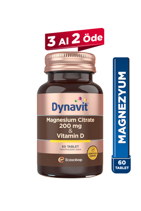Dynavit Magnesium Citrate 200 mg & Vitamin D 60 Tablet - Kas & Kemik - Magnez...