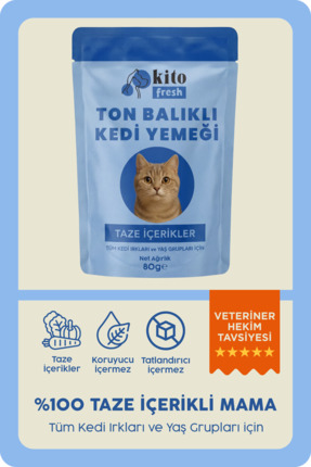 kito Fresh Ton Balıklı Kedi Yemeği %100 Taze İçerikli Mama 80 g