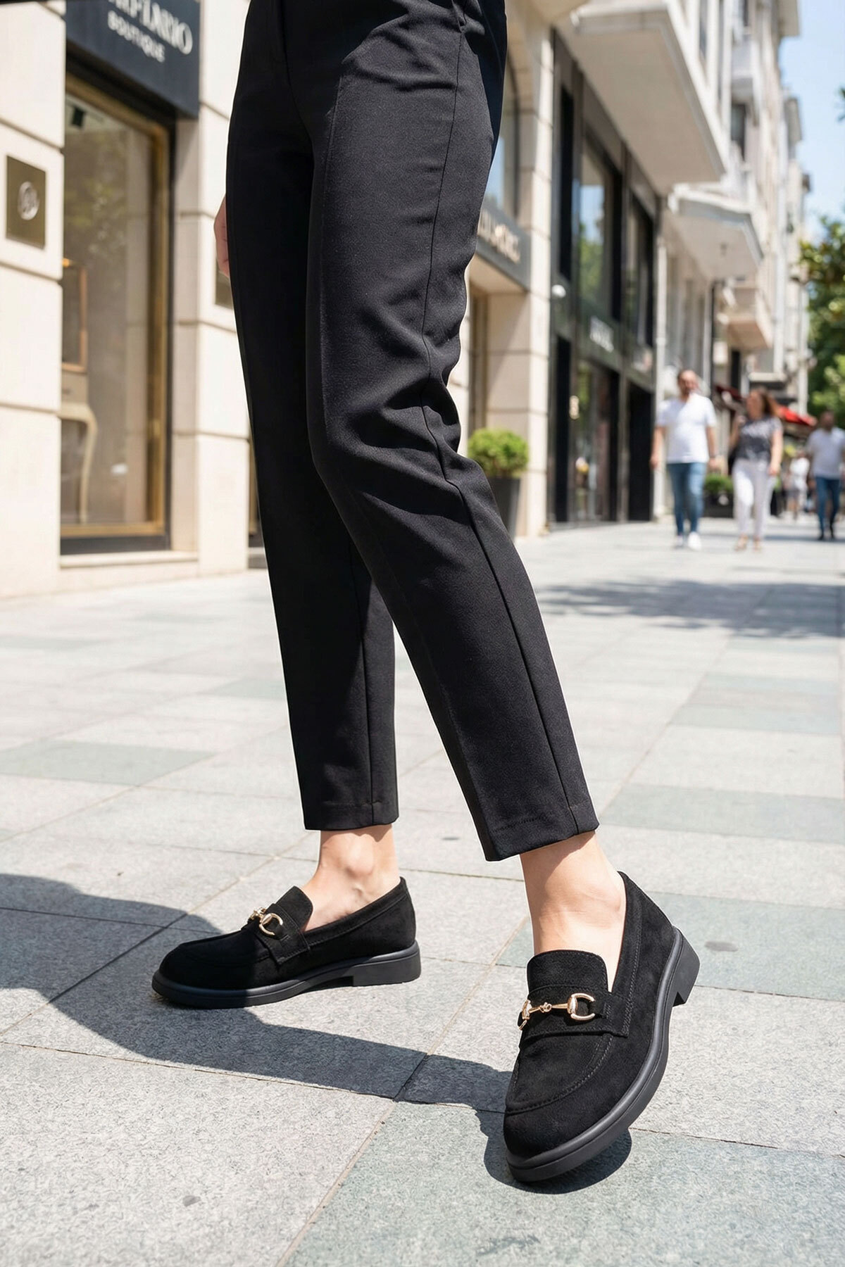 SOHO Siyah Süet Kadın Loafer Ayakkabı 21242 görsel 3
