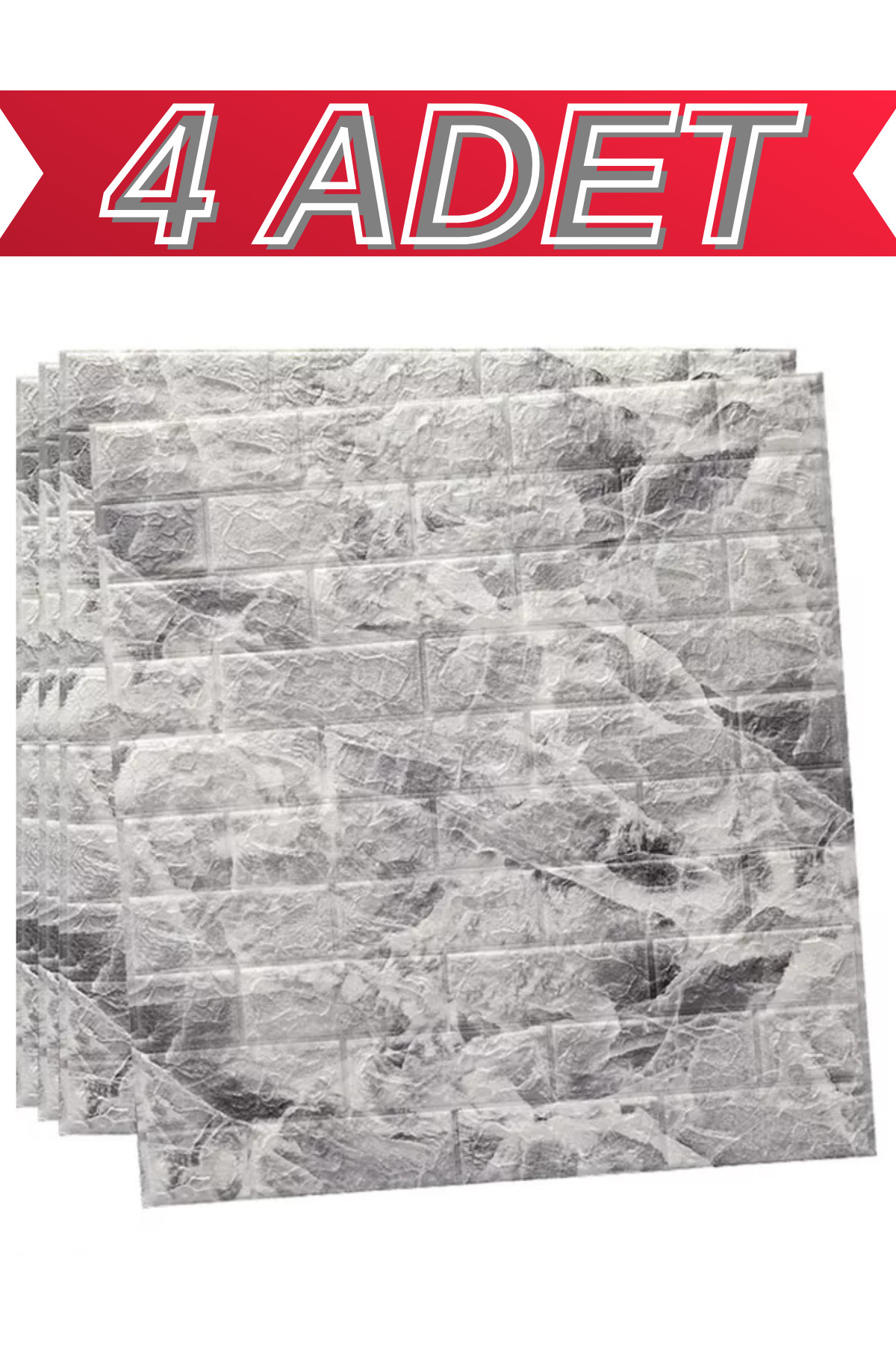 Self-Adhesive Double Color Mottled Gray Brick Flexible Brick Sponge Wall Panel 70x77 Cm 4 Pcs nw13