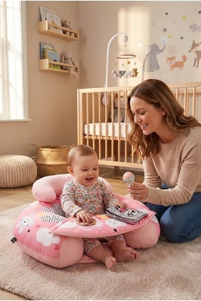 Wellgro Dreamy Cat Destekli Bebek Oturma Minderi Pembe