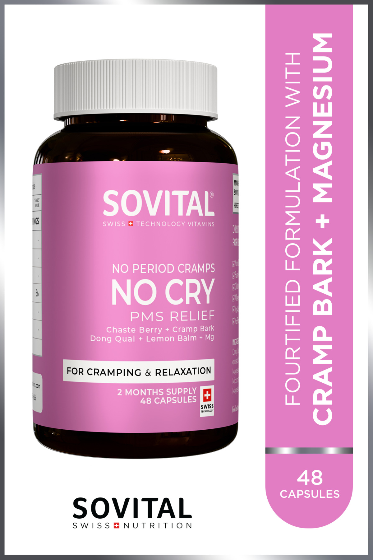 SOVITAL No Cry Cramp Bark ve Magnezyum İçeren 48 Kapsül - Fiyatı