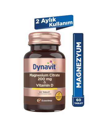 Dynavit Magnesium Citrate 200 mg & Vitamin D 60 Tablet - Magnezyum Sitrat, D ...
